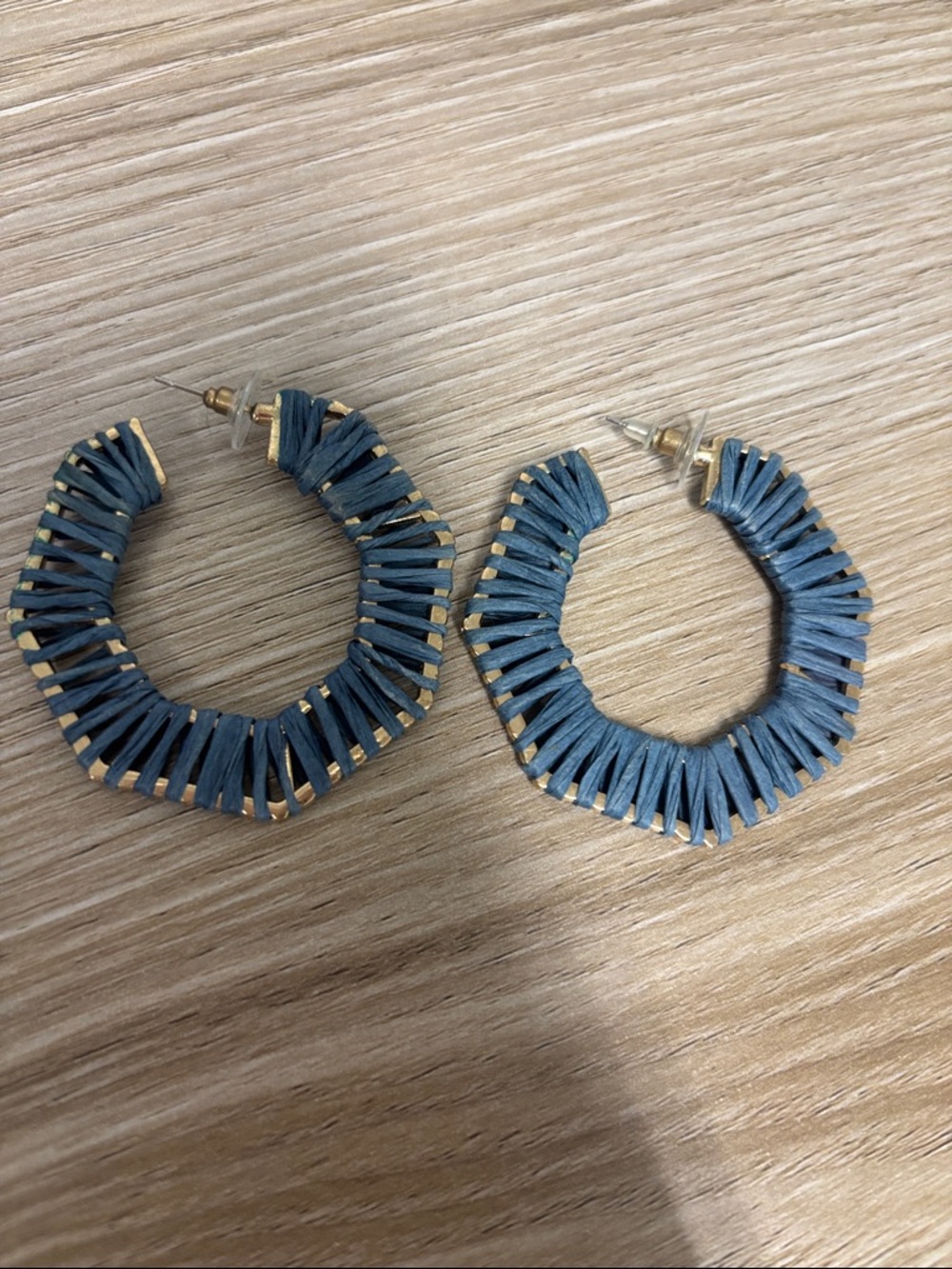 Plunder Teal-Wrapped Hoop Earrings with Gold Trim
